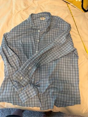 Faherty Blue Plaid Long-Sleeve Button-Down Shirty XXL